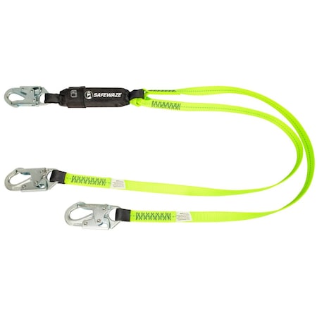 Safewaze PRO 6' Energy Absorbing Lanyard: Dual Leg, Snap Hooks FS561